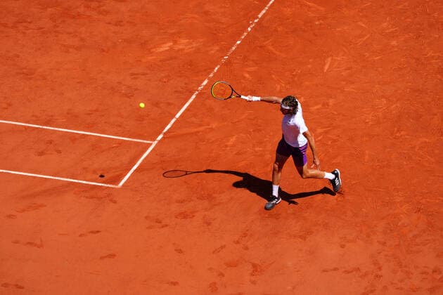 Mandatory Credit: Photo by Javier Garcia BPI Shutterstock (12058128x) Stefanos Tsitsipas during his semi final match French Open Tennis, Day Thirteen, Roland Garros, Paris, France - 11 Jun 2021 French Open Tennis, Day Thirteen, Roland Garros, Paris, France - 11 Jun 2021  Copyright: xJavierxGarcia BPI Shutterstockx 12058128x