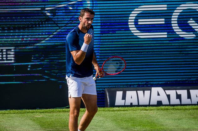 Marin Cilic (CRO) beim Spiel Denis Shapovalov (CAN) vs. Marin Cilic (CRO) ATP, Tennis Herren 250 ATP TOUR ATP-Rasenturnier: MercedesCup 2021 am 11.06.2021 in Stuttgart (TC Weissenhof), Baden-Wuerttemberg, Deutschland Stuttgart. 11.06.21 Tennis , 11.06.2021, Stuttgart (Deutschland)