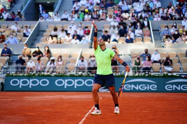 Mandatory Credit: Photo by Javier Garcia BPI Shutterstock (12058128gr) Rafael Nadal during his semi final match French Open Tennis, Day Thirteen, Roland Garros, Paris, France - 11 Jun 2021 French Open Tennis, Day Thirteen, Roland Garros, Paris, France - 11 Jun 2021  Copyright: xJavierxGarcia BPI Shutterstockx 12058128gr