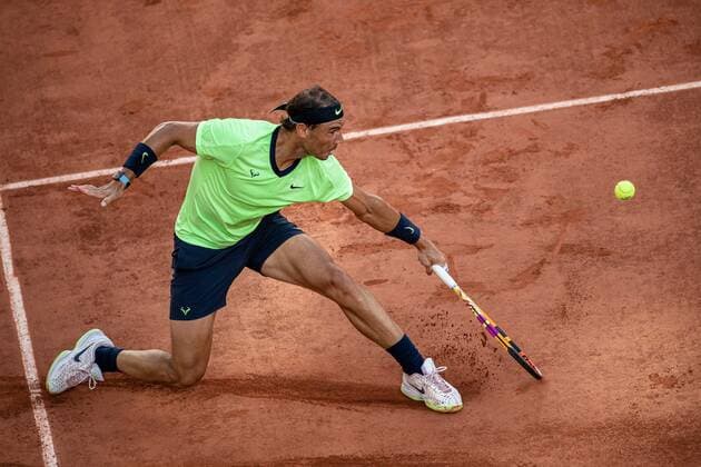 Rafael NADAL of Spain plays a ball during his men s single against Novak DJOKOVIC of Serbia on the Semi final of the French Open tennis tournament at Roland Garros in Paris, France, 11 June 2021.  Copyright: xAurelienxMorissardx