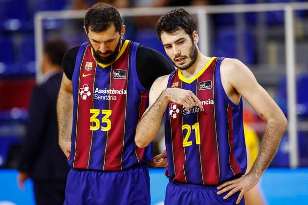 Basketball, Halbfinale, FC Barcelona - CB 1939 Canarias FC Barcelona, Barca V Lenovo Tenerife - Liga ACB Playoff 21 Alex Abrines of FC Barcelona and 33 Nikola Mirotic of FC Barcelona during the Liga ACB playoff 3rd match of the semi final between FC Barcelona and Lenovo Tenerife at Palau Blaugrana on June 11, 2021 in Barcelona, Spain. Barcelona Spain bonilla-fcbarcel210611_npgtB  Copyright: xXavierxBonillax