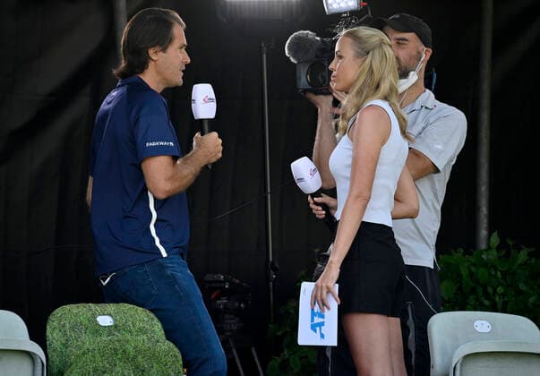 Tommy Haas im Interview Servus TV Moderatorin 12.06.2021 Halbfinale Tennis MercedesCup Stuttgart 2021 Weißenhof ATP, Tennis Herren 07.-13.06.2021 Tennis MercedesCup Stuttgart 2021