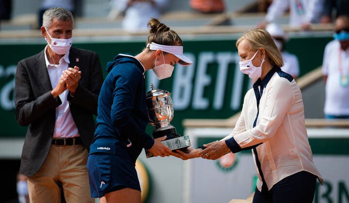 June 12, 2021, PARIS, FRANCE: Barbora Krejcikova of the Czech Republic during the trophy ceremony after winning the final of the 2021 Roland Garros Grand Slam Tournament against Anastasia Pavlyuchenkova of Russia PARIS FRANCE - ZUMAa181 20210612_zaa_a181_048 Copyright: xRobxPrangex