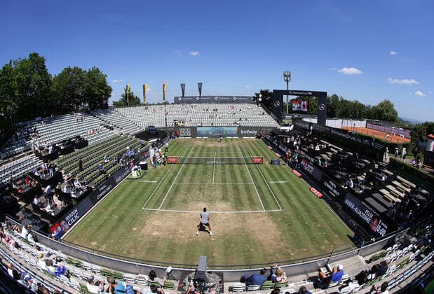 Stuttgart , Tennis MercedesCup 2021 , Finale , Übersicht Center Court am Finaltag