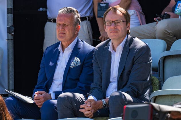 Oberbürgermeister der Stadt Stuttgart Dr. Frank Nopper und Gert Brandner (Vorstand des TC Weissenhof e.V.). Deutschland, Stuttgart, 13.06.2021, Tennis, ATP250, MercedesCup 2021, Finale, Marin Cilic (CRO) - Felix Auger-Aliassime (CAN), TC Weissenhof Foto: A2 Bildagentur Peter Hartenfelser