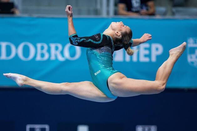 Bilder des Jahres 2021, Sport 06 Juni Sport Bilder des Tages FIG World Challenge Cup 2021 Gymnast Ana Djerek of Croatia competes in the Women s Balance Beam during Day two FIG World Challenge Cup 2021 Finals at Sports arena Gradski vrt in Osijek, Croatia on June 13, 2021. DavorxJavorovic PIXSELL