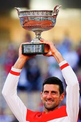 Mandatory Credit: Photo by Javier Garcia BPI Shutterstock (12058233jm) Novak Djokovic celebrates with the Musketeers Trophy after winning the Men s Singles final French Open Tennis, Day Fifteen, Roland Garros, Paris, France - 13 Jun 2021 French Open Tennis, Day Fifteen, Roland Garros, Paris, France - 13 Jun 2021  Copyright: xJavierxGarcia BPI Shutterstockx 12058233jm