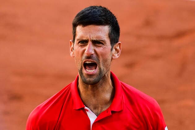joie de Novak Djokovic (srb) TENNIS : Internationaux de France Roland Garros 2021 - Finale Hommes - Paris - 13 06 2021 JBAutissier Panoramic 