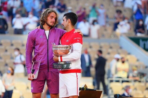 Mandatory Credit: Photo by Javier Garcia BPI Shutterstock (12058233lz) Novak Djokovic celebrates with the Musketeers Trophy after winning the Men s Singles final against Stefanos Tsitsipas French Open Tennis, Day Fifteen, Roland Garros, Paris, France - 13 Jun 2021 French Open Tennis, Day Fifteen, Roland Garros, Paris, France - 13 Jun 2021  Copyright: xJavierxGarcia BPI Shutterstockx 12058233lz