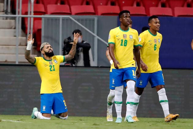 Brazil x Venezuela BRASÍLIA, DF - 13.06.2021: BRAZIL X VENEZUELA - Match between , Brazil x Venezuela valid for the first round Copa America Brazil 2021 , held at the Estádio Nacional De Brasília Mané Garrincha, on Sunday (13). In the photo, Player Gabi goal celebrating goal Brazil (Photo: Francisco Stuckert Fotoarena) x2078870x  FranciscoxStuckert