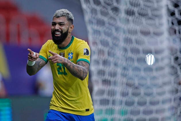 13th June 2021; Mane Garrincha Stadium, Brasilia, Distrito Federal, Brazil; Copa America, Brazil versus Venezuela; Gabriel Barbosa of Brazil celebrates his goal in the 89th minute 3-0 from a cross by Neymar  ActionPlus12296096 AdalbertoxMarques