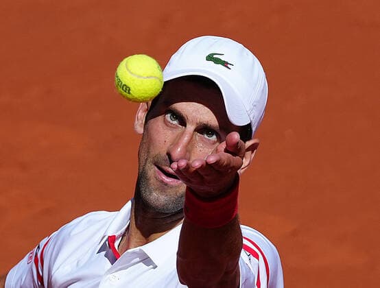 (210614) -- PARIS, June 14, 2021 -- Novak Djokovic of Serbia serves during the Men s Singles finals match against Stefanos Tsitsipas of Greece at the French Open tennis tournament at Roland Garros in Paris, France, June 13, 2021. ) (SP)FRANCE-PARIS-TENNIS-ROLAND GARROS-FRENCH OPEN-MEN S SINGLES-FINALS GaoxJing 