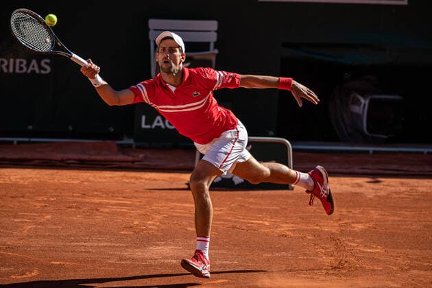 Novak DJOKOVIC of Serbia plays a ball during his men s single against Stefanos TSITSIPAS of Greece on the Men s Final of the French Open tennis tournament at Roland Garros in Paris, France, 13 June 2021.  Copyright: xAurelienxMorissardx