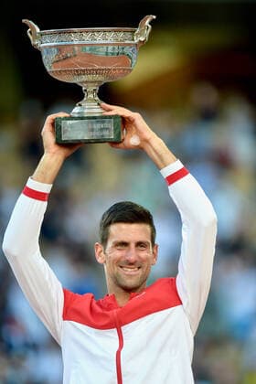 French Open Tennis. Roland-Garros 2021. winner Novak Djokovic of Serbia celebrates with a fan after winning his Men s Singles Final match against Stefanos Tsitsipas of Greece during Day Fifteen of the 2021 French Open at Roland Garros on June 13, 2021 in Paris, France 268986 2021-06-13 Djokovic, Novak  Copyright: xFranckxCastel MPPx 0121437444st