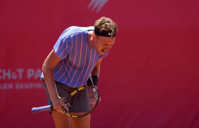 Tenisovy turnaj muzu kategorie challenger Moneta Czech Open, finale kvalifikace, 14. cervna 2021 v Prostejove. Alex Rybakov z USA se raduje postupu do hlavni souteze. CTKPhotoP2021061404926  LPE 016