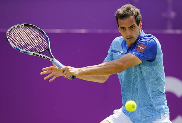 Mandatory Credit: Photo by Ella Ling BPI Shutterstock (12071591bj) Albert Ramos-Vinolas of Spain in action Cinch Championships, Day One, Tennis, Queens Club, London, UK - 14 June 2021 EDITORIAL USE ONLY No use with unauthorised audio, video, data, fixture lists, club league logos or live services. Online in-match use limited to 120 images, no video emulation. No use in betting, games or single club league player publications. Cinch Championships, Day One, Tennis, Queens Club, London, UK - 14 June 2021 EDITORIAL USE ONLY No use with unauthorised audio, video, data, fixture lists, club league logos or live services. Online in-match use limited to 120 images, no video emulation. No use in betting, games or single club league player publications.  Copyright: xEllaxLing BPI Shutterstockx 12071591bj