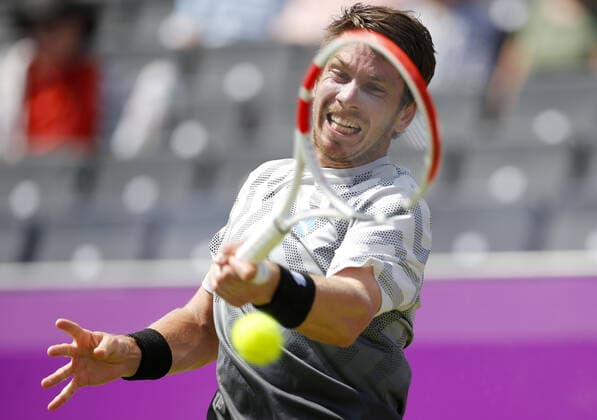 Mandatory Credit: Photo by Ella Ling BPI Shutterstock (12071591bl) Cameron Norrie of GBR in action Cinch Championships, Day One, Tennis, Queens Club, London, UK - 14 June 2021 EDITORIAL USE ONLY No use with unauthorised audio, video, data, fixture lists, club league logos or live services. Online in-match use limited to 120 images, no video emulation. No use in betting, games or single club league player publications. Cinch Championships, Day One, Tennis, Queens Club, London, UK - 14 June 2021 EDITORIAL USE ONLY No use with unauthorised audio, video, data, fixture lists, club league logos or live services. Online in-match use limited to 120 images, no video emulation. No use in betting, games or single club league player publications.  Copyright: xEllaxLing BPI Shutterstockx 12071591bl