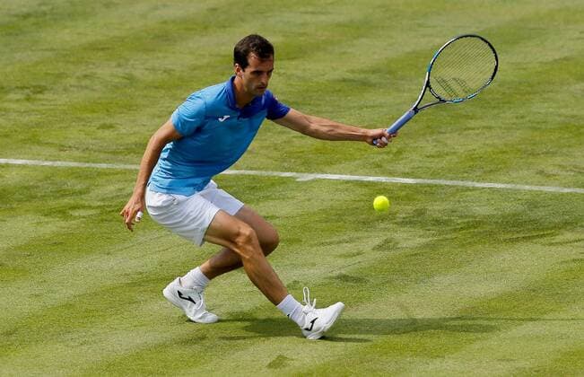 Mandatory Credit: Photo by Ella Ling BPI Shutterstock (12071591ay) Albert Ramos-Vinolas of Spain in action Cinch Championships, Day One, Tennis, Queens Club, London, UK - 14 June 2021 EDITORIAL USE ONLY No use with unauthorised audio, video, data, fixture lists, club league logos or live services. Online in-match use limited to 120 images, no video emulation. No use in betting, games or single club league player publications. Cinch Championships, Day One, Tennis, Queens Club, London, UK - 14 June 2021 EDITORIAL USE ONLY No use with unauthorised audio, video, data, fixture lists, club league logos or live services. Online in-match use limited to 120 images, no video emulation. No use in betting, games or single club league player publications.  Copyright: xEllaxLing BPI Shutterstockx 12071591ay