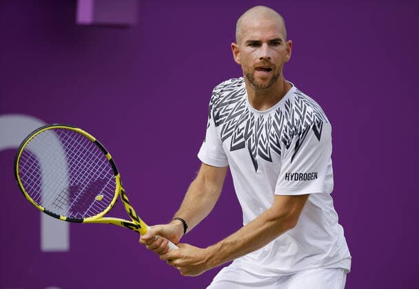 Mandatory Credit: Photo by Ella Ling BPI Shutterstock (12071591bx) Adrian Mannarino of France in action Cinch Championships, Day One, Tennis, Queens Club, London, UK - 14 June 2021 EDITORIAL USE ONLY No use with unauthorised audio, video, data, fixture lists, club league logos or live services. Online in-match use limited to 120 images, no video emulation. No use in betting, games or single club league player publications. Cinch Championships, Day One, Tennis, Queens Club, London, UK - 14 June 2021 EDITORIAL USE ONLY No use with unauthorised audio, video, data, fixture lists, club league logos or live services. Online in-match use limited to 120 images, no video emulation. No use in betting, games or single club league player publications.  Copyright: xEllaxLing BPI Shutterstockx 12071591bx