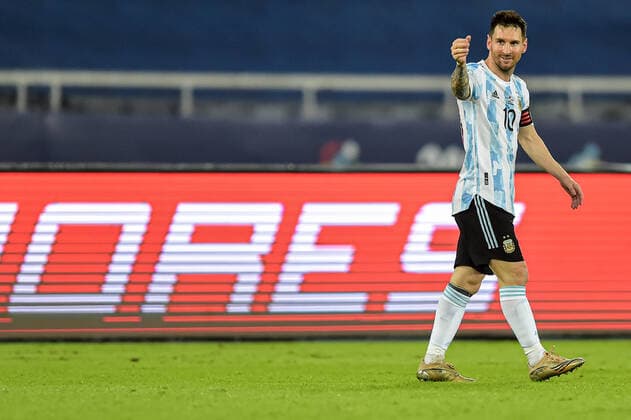 Argentina v Chile: Group A - Copa America Brazil 2021 Messi Argentina player celebrates his goal during a match against Chile at the Engenhao stadium for the Copa America 2021, on June 14, 2021 in Rio de Janeiro, Brazil. Rio De Janeiro Brazil ribeiro-notitle210614_nphhJ  Copyright: xThiagoxRibeirox