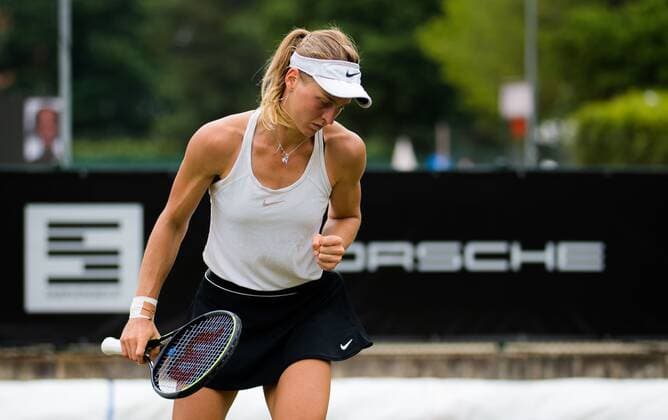 Mandatory Credit: Photo by Rob Prange Shutterstock (12072931f) Liudmila Samsonova of Russia during the first round of the 2021 bett1open WTA, Tennis Damen 500 tennis tournament bett1open Tournament, Tennis, Berlin, Germany - 15 Jun 2021 bett1open Tournament, Tennis, Berlin, Germany - 15 Jun 2021  Copyright: xRobxPrange Shutterstockx 12072931f