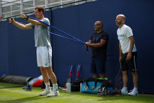 Mandatory Credit: Photo by Ella Ling BPI Shutterstock (12074706p) Andy Murray of GBR preps for practice Cinch Championships, Day Two, Tennis, Queens Club, London, UK - 15 June 2021 EDITORIAL USE ONLY No use with unauthorised audio, video, data, fixture lists, club league logos or live services. Online in-match use limited to 120 images, no video emulation. No use in betting, games or single club league player publications. Cinch Championships, Day Two, Tennis, Queens Club, London, UK - 15 June 2021 EDITORIAL USE ONLY No use with unauthorised audio, video, data, fixture lists, club league logos or live services. Online in-match use limited to 120 images, no video emulation. No use in betting, games or single club league player publications. Copyright: xEllaxLing BPI Shutterstockx 12074706p