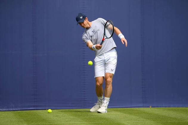 Mandatory Credit: Photo by Ella Ling BPI Shutterstock (12074706l) Andy Murray of GBR preps for practice Cinch Championships, Day Two, Tennis, Queens Club, London, UK - 15 June 2021 EDITORIAL USE ONLY No use with unauthorised audio, video, data, fixture lists, club league logos or live services. Online in-match use limited to 120 images, no video emulation. No use in betting, games or single club league player publications. Cinch Championships, Day Two, Tennis, Queens Club, London, UK - 15 June 2021 EDITORIAL USE ONLY No use with unauthorised audio, video, data, fixture lists, club league logos or live services. Online in-match use limited to 120 images, no video emulation. No use in betting, games or single club league player publications. Copyright: xEllaxLing BPI Shutterstockx 12074706l