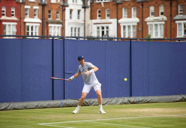 Mandatory Credit: Photo by Ella Ling BPI Shutterstock (12074706c) Andy Murray of GBR preps for practice Cinch Championships, Day Two, Tennis, Queens Club, London, UK - 15 June 2021 EDITORIAL USE ONLY No use with unauthorised audio, video, data, fixture lists, club league logos or live services. Online in-match use limited to 120 images, no video emulation. No use in betting, games or single club league player publications. Cinch Championships, Day Two, Tennis, Queens Club, London, UK - 15 June 2021 EDITORIAL USE ONLY No use with unauthorised audio, video, data, fixture lists, club league logos or live services. Online in-match use limited to 120 images, no video emulation. No use in betting, games or single club league player publications. Copyright: xEllaxLing BPI Shutterstockx 12074706c