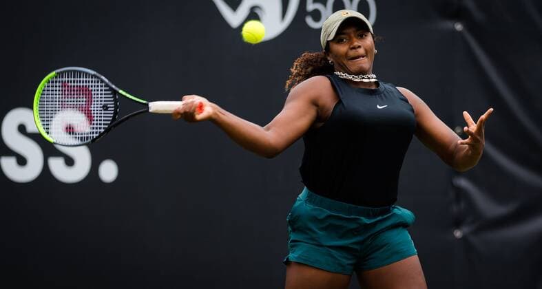 Mandatory Credit: Photo by Rob Prange Shutterstock (12072931ak) Hailey Baptiste of the United States in action during the first round of the 2021 bett1open WTA, Tennis Damen 500 tennis tournament bett1open Tournament, Tennis, Berlin, Germany - 15 Jun 2021 bett1open Tournament, Tennis, Berlin, Germany - 15 Jun 2021  Copyright: xRobxPrange Shutterstockx 12072931ak