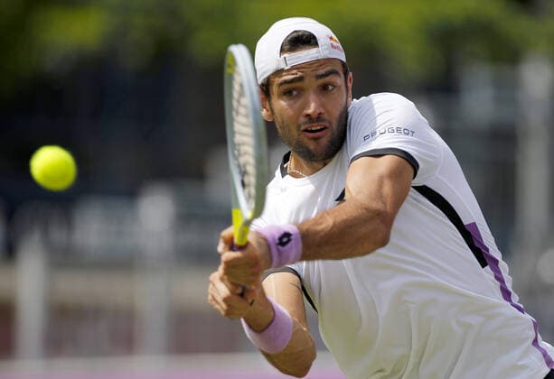 Mandatory Credit: Photo by Ella Ling BPI Shutterstock (12074706am) Matteo Berrettini of Italy in action Cinch Championships, Day Two, Tennis, Queens Club, London, UK - 15 June 2021 EDITORIAL USE ONLY No use with unauthorised audio, video, data, fixture lists, club league logos or live services. Online in-match use limited to 120 images, no video emulation. No use in betting, games or single club league player publications. Cinch Championships, Day Two, Tennis, Queens Club, London, UK - 15 June 2021 EDITORIAL USE ONLY No use with unauthorised audio, video, data, fixture lists, club league logos or live services. Online in-match use limited to 120 images, no video emulation. No use in betting, games or single club league player publications.  Copyright: xEllaxLing BPI Shutterstockx 12074706am