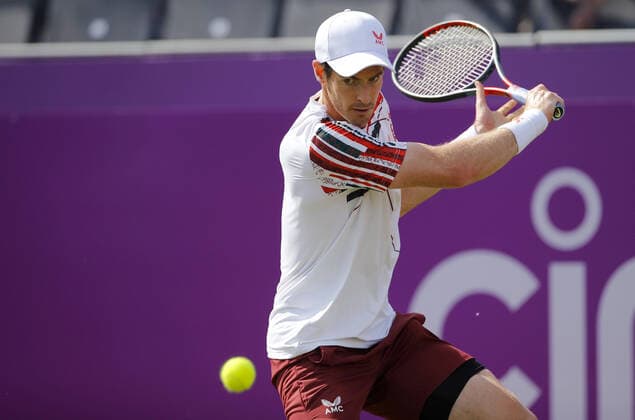 Mandatory Credit: Photo by Ella Ling BPI Shutterstock (12074706dq) Andy Murray of GBR in action Cinch Championships, Day Two, Tennis, Queens Club, London, UK - 15 June 2021 EDITORIAL USE ONLY No use with unauthorised audio, video, data, fixture lists, club league logos or live services. Online in-match use limited to 120 images, no video emulation. No use in betting, games or single club league player publications. Cinch Championships, Day Two, Tennis, Queens Club, London, UK - 15 June 2021 EDITORIAL USE ONLY No use with unauthorised audio, video, data, fixture lists, club league logos or live services. Online in-match use limited to 120 images, no video emulation. No use in betting, games or single club league player publications.  Copyright: xEllaxLing BPI Shutterstockx 12074706dq