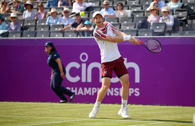 Mandatory Credit: Photo by Ella Ling BPI Shutterstock (12074706dn) Andy Murray of GBR in action Cinch Championships, Day Two, Tennis, Queens Club, London, UK - 15 June 2021 EDITORIAL USE ONLY No use with unauthorised audio, video, data, fixture lists, club league logos or live services. Online in-match use limited to 120 images, no video emulation. No use in betting, games or single club league player publications. Cinch Championships, Day Two, Tennis, Queens Club, London, UK - 15 June 2021 EDITORIAL USE ONLY No use with unauthorised audio, video, data, fixture lists, club league logos or live services. Online in-match use limited to 120 images, no video emulation. No use in betting, games or single club league player publications.  Copyright: xEllaxLing BPI Shutterstockx 12074706dn