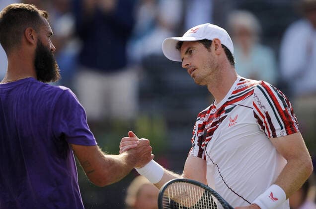 Mandatory Credit: Photo by Ella Ling BPI Shutterstock (12074706cy) Andy Murray of GBR shakes hands with Benoit Paire of France Cinch Championships, Day Two, Tennis, Queens Club, London, UK - 15 June 2021 EDITORIAL USE ONLY No use with unauthorised audio, video, data, fixture lists, club league logos or live services. Online in-match use limited to 120 images, no video emulation. No use in betting, games or single club league player publications. Cinch Championships, Day Two, Tennis, Queens Club, London, UK - 15 June 2021 EDITORIAL USE ONLY No use with unauthorised audio, video, data, fixture lists, club league logos or live services. Online in-match use limited to 120 images, no video emulation. No use in betting, games or single club league player publications.  Copyright: xEllaxLing BPI Shutterstockx 12074706cy