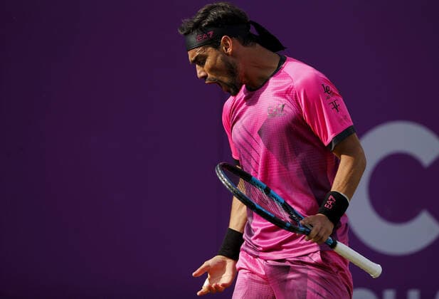 Mandatory Credit: Photo by Ella Ling BPI Shutterstock (12074706du) Fabio Fognini of Italy frustrated Cinch Championships, Day Two, Tennis, Queens Club, London, UK - 15 June 2021 EDITORIAL USE ONLY No use with unauthorised audio, video, data, fixture lists, club league logos or live services. Online in-match use limited to 120 images, no video emulation. No use in betting, games or single club league player publications. Cinch Championships, Day Two, Tennis, Queens Club, London, UK - 15 June 2021 EDITORIAL USE ONLY No use with unauthorised audio, video, data, fixture lists, club league logos or live services. Online in-match use limited to 120 images, no video emulation. No use in betting, games or single club league player publications.  Copyright: xEllaxLing BPI Shutterstockx 12074706du