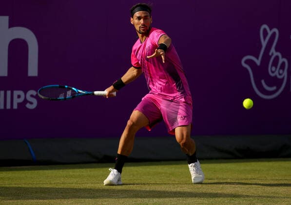 Mandatory Credit: Photo by Ella Ling BPI Shutterstock (12074706dv) Fabio Fognini of Italy in action Cinch Championships, Day Two, Tennis, Queens Club, London, UK - 15 June 2021 EDITORIAL USE ONLY No use with unauthorised audio, video, data, fixture lists, club league logos or live services. Online in-match use limited to 120 images, no video emulation. No use in betting, games or single club league player publications. Cinch Championships, Day Two, Tennis, Queens Club, London, UK - 15 June 2021 EDITORIAL USE ONLY No use with unauthorised audio, video, data, fixture lists, club league logos or live services. Online in-match use limited to 120 images, no video emulation. No use in betting, games or single club league player publications.  Copyright: xEllaxLing BPI Shutterstockx 12074706dv