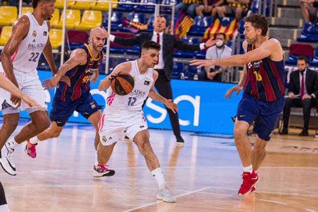 June 15, 2021, Barcelona, Barcelona, Spain: Carlos Alocen of Real Madrid in action during the Liga Endesa ACB Playoff final game 2 match between FC Barcelona, Barca and Real Madrid at Palau Blaugrana on June 15, 2021 in Barcelona, Spain. Barcelona Spain - ZUMAa181 20210615_zaa_a181_251 Copyright: xJavierxBorregox