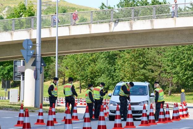 Police control at the entrance before the Group F match FRANCE - GERMANY 1-0 at the football UEFA European Championships 2020 in Season 2020 2021 on June 15, 2021 in Munich, Germany.