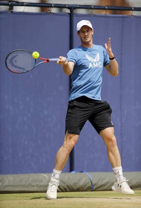 Mandatory Credit: Photo by Ella Ling BPI Shutterstock (12084430c) Andy Murray of GBR practises Cinch Championships, Day Three, Tennis, Queens Club, London, UK - 16 June 2021 EDITORIAL USE ONLY No use with unauthorised audio, video, data, fixture lists, club league logos or live services. Online in-match use limited to 120 images, no video emulation. No use in betting, games or single club league player publications. Cinch Championships, Day Three, Tennis, Queens Club, London, UK - 16 June 2021 EDITORIAL USE ONLY No use with unauthorised audio, video, data, fixture lists, club league logos or live services. Online in-match use limited to 120 images, no video emulation. No use in betting, games or single club league player publications. Copyright: xEllaxLing BPI Shutterstockx 12084430c