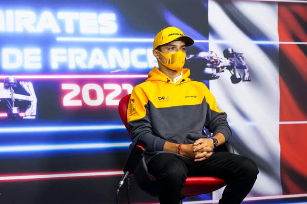 NORRIS Lando (gbr), McLaren MCL35M, portrait, press conference, PK, Pressekonferenz during the Formula 1 Emirates Grand Prix de France 2021, 7th round of the 2021 FIA Formula One World Championship, WM, Weltmeisterschaft from June 18 to 20, 2021 on the Circuit Paul Ricard, in Le Castellet, France FORMULE 1 : Grand Prix de France - Circuit Paul-Ricard - 17 06 2021 DPPI PANORAMIC AV6_9246