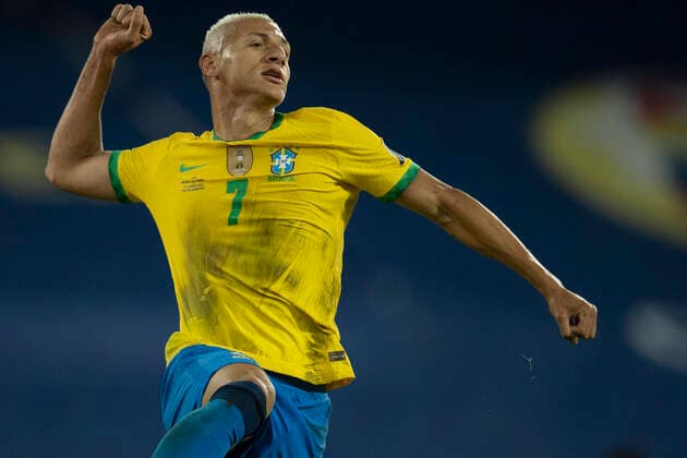 17th June 2021; Nilton Santos Stadium, Rio de Janeiro, Brazil; Copa America, Brazil versus Peru; Richarlison of Brazil celebrates his goal in the 93th minute 4-0  ActionPlus12297254 LucasxFigueiredo