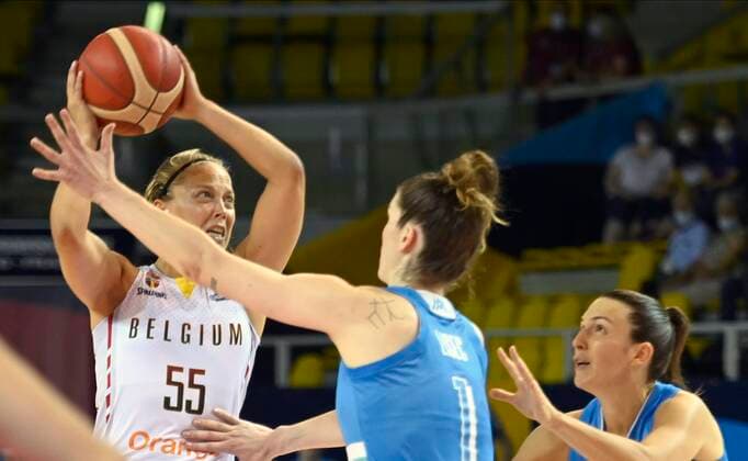 STRASBOURG, FRANCE - JUNE 18 : Julie Allemand of Belgium pictured during FIBA Women s Eurobasket match between Belgium and Slovenia on JUNE 18, 2021 in Strasbourg, France,18 06 2021 BASKET BALL FEMIMIN : Belgique vs Slovenie - FIBA Women s Eurobasket - Strasbourg - 18 06 2021 PhotoNews Panoramic 