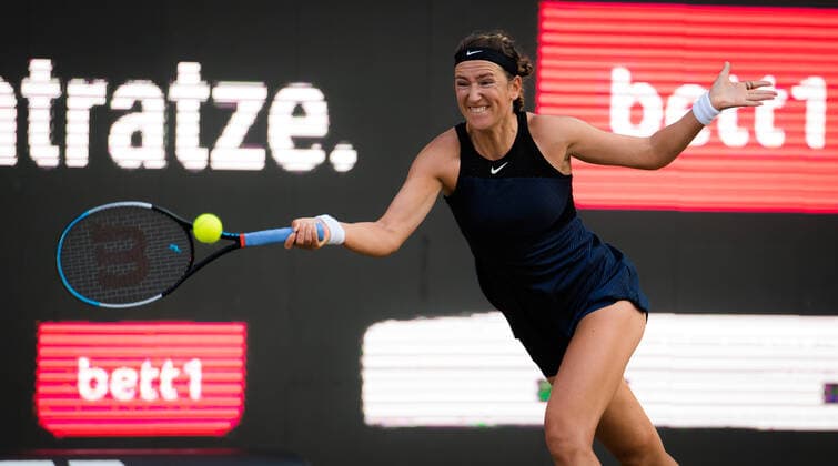 June 18, 2021, BERLIN, GERMANY: Victoria Azarenka of Belarus in action during the quarter-final of the 2021 bett1open WTA, Tennis Damen 500 tennis tournament against Jessica Pegula of the United States BERLIN GERMANY - ZUMAa181 20210618_zaa_a181_107 Copyright: xRobxPrangex