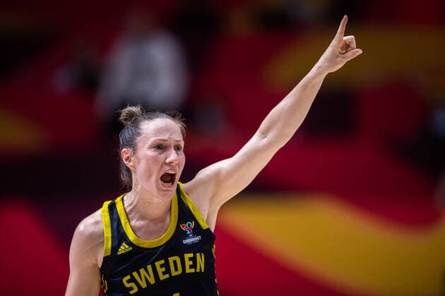 210618 Frida Eldebrink of Sweden during the FIBA Women s Eurobasket match between Spain and Sweden on June 18, 2021 in Valencia. Photo: Maxim ThorÃ BILDBYRAN kod MT MT0189 basket basketball national team, Nationalteam fiba women s eurobasket basket-em spanien spain sverige sweden dam bbeng dag 2 Copyright: MAXIMxTHORE BB210618MT153