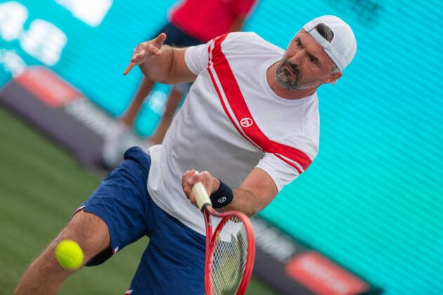 20210618 Mallorca Championships 2021 - Opening Ceremony SANTA PONSA, SPAIN - JUNE 18 2021 : Goran Ivanisevic at - Mallorca Championships 2021 - Opening Ceremony on June 18, 2021 in Santa Ponsa, . Santa Ponsa Baleares Spain