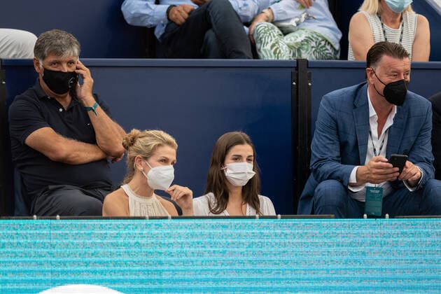 20210618 Mallorca Championships 2021 - Opening Ceremony SANTA PONSA, SPAIN - JUNE 18 2021 : Toni Nadal, Edwin Weindorfer, Sandra Gago at - Mallorca Championships 2021 - Opening Ceremony on June 18, 2021 in Santa Ponsa, . Santa Ponsa Baleares Spain