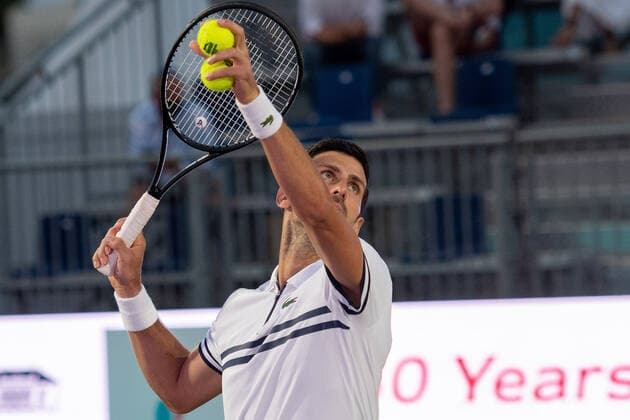 20210618 Mallorca Championships 2021 - Opening Ceremony SANTA PONSA, SPAIN - JUNE 18 2021 : Novak Djokovic at - Mallorca Championships 2021 - Opening Ceremony on June 18, 2021 in Santa Ponsa, . Santa Ponsa Baleares Spain