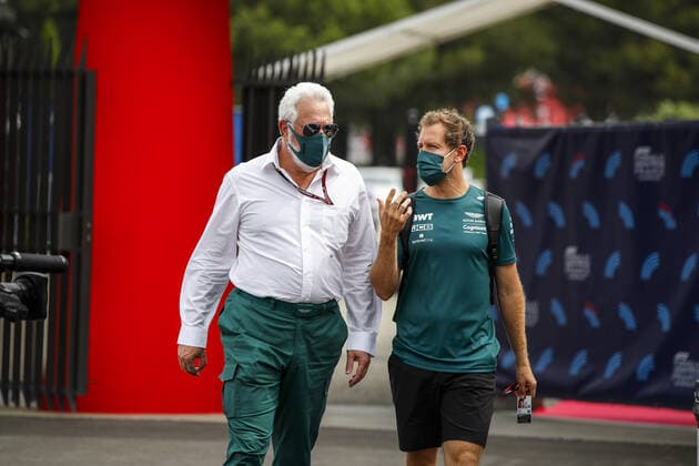 VETTEL Sebastian (ger), Aston Martin F1 AMR21, portrait with STROLL Lawrence (can), Aston Martin F1 owner, portrait during the Formula 1 Emirates Grand Prix de France 2021, 7th round of the 2021 FIA Formula One World Championship, WM, Weltmeisterschaft from June 18 to 20, 2021 on the Circuit Paul Ricard, in Le Castellet, France FORMULE 1 : Grand Prix de France - Circuit Paul-Ricard - Le Castellet - 19 06 2021 DPPI Panoramic _GDN7335
