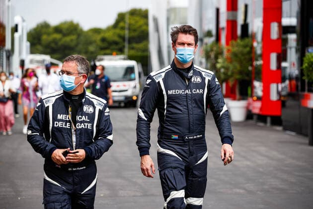 Van der Merwe Alan and Roberts Ian, of the FIA Medical Car, in the paddock during the Formula 1 Emirates Grand Prix de France 2021, 7th round of the 2021 FIA Formula One World Championship, WM, Weltmeisterschaft from June 18 to 20, 2021 on the Circuit Paul Ricard, in Le Castellet, France FORMULE 1 : Grand Prix de France - Circuit Paul-Ricard - Le Castellet - 19 06 2021 DPPI Panoramic  20210619_GOODEN__GDN7412