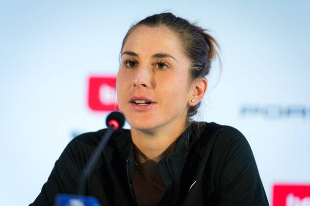 Mandatory Credit: Photo by Rob Prange Shutterstock (12072941ag) Belinda Bencic of Switzerland talks to the media after the semi-final of the 2021 bett1open WTA, Tennis Damen 500 tennis tournament bett1open Tournament, Tennis, Berlin, Germany - 19 Jun 2021 bett1open Tournament, Tennis, Berlin, Germany - 19 Jun 2021  Copyright: xRobxPrange Shutterstockx 12072941ag