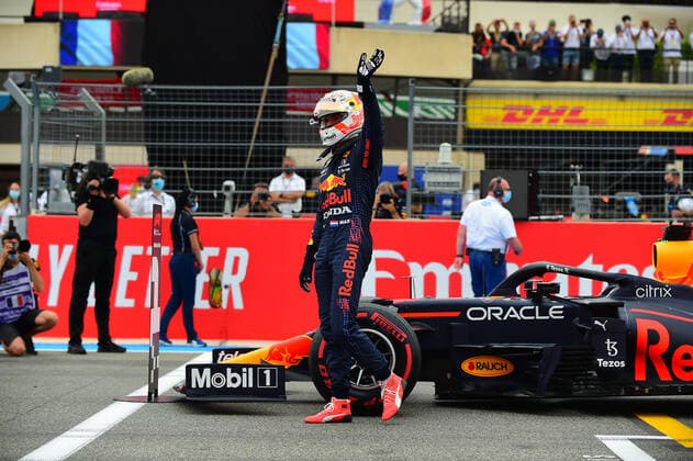 F1 Grand Prix of France - Qualifying Max Verstappen of Red Bull Racing Honda in pole position say hello to fans during qualifying of French GP in Paul Ricard Circuit in Le Castelett, Provence-Alpes-CÃ te d Azur, France, 19 June 2021 Le Castelett Provence-Alpes-CÃ te d Azur France diodato-notitle210619_npPLu  Copyright: xAndreaxDiodatox